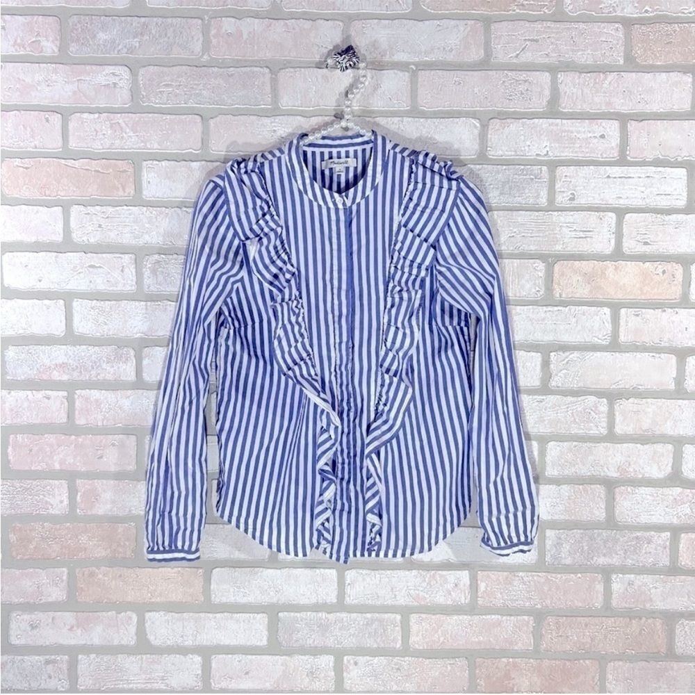 Madewell Whitney Striped Ruffle Striped Blouse Size S - Picture 4 of 11